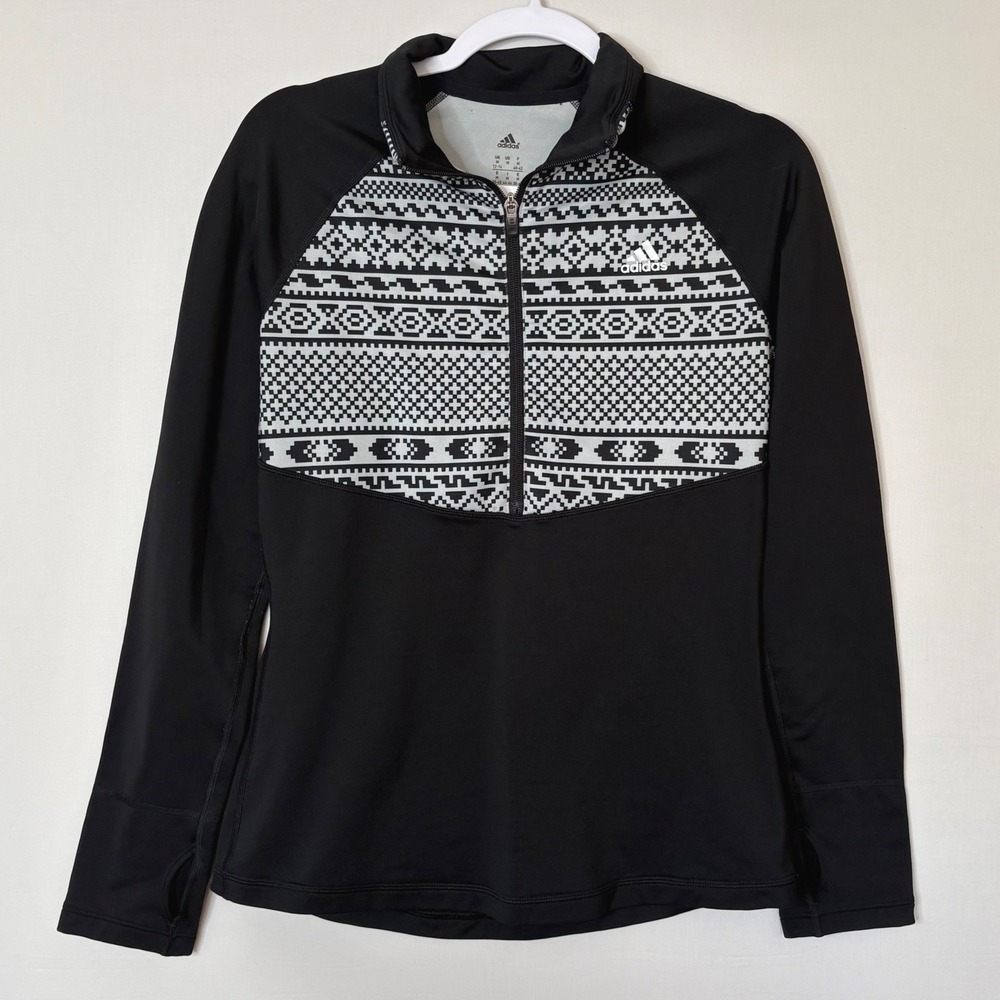 Adidas Climawarm Womens 1/4 Zip Pullover Jacket Medium Gray Thumbholes No Flaws